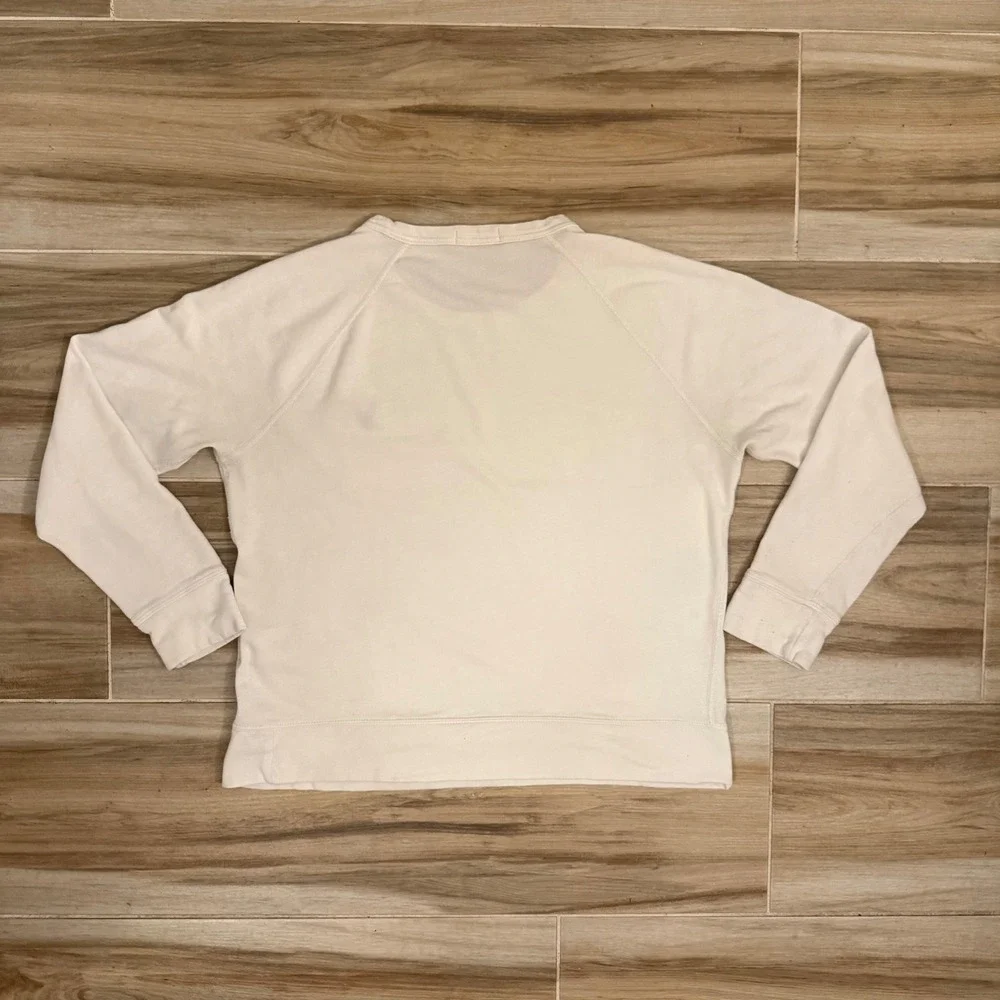 Polo Ralph Lauren Mens Crewneck Sweatshirt Off White Cream Blue Pony Size M Boxy